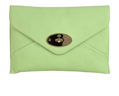 Willow Clutch, £190, Handbags, Green, Leather, Front view